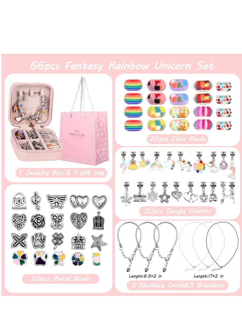 SOLARAE Charm Bracelet Making Kit 66 Pcs Gift Boxed Jewelry Supplies Charms DIY Crafts Gifts Set - Image 3