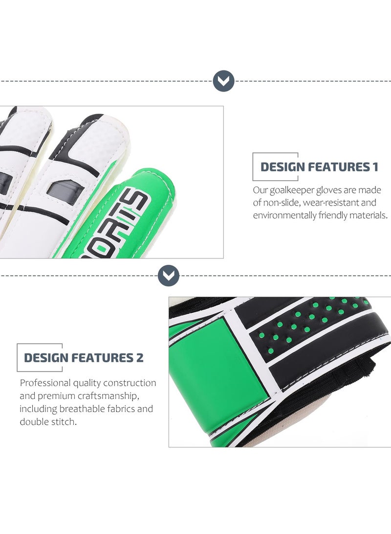 KASTWAVE Children Football Gloves, 7# Kids Youth Football Soccer Goalkeeper Goalie Training Gloves Gear with Strong Grips Palms, Soccer Goalie Goalkeeper Gloves for Kids Boys Children (Green) - Image 4