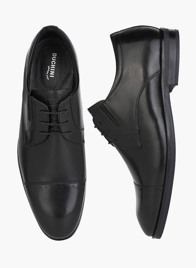 DUCHINI Men Leather Lace-Up Derby Shoes - Image 1