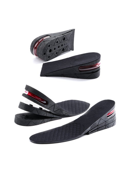 Internal height-boosting air-cushioned three-layer removable self-tailoring insole