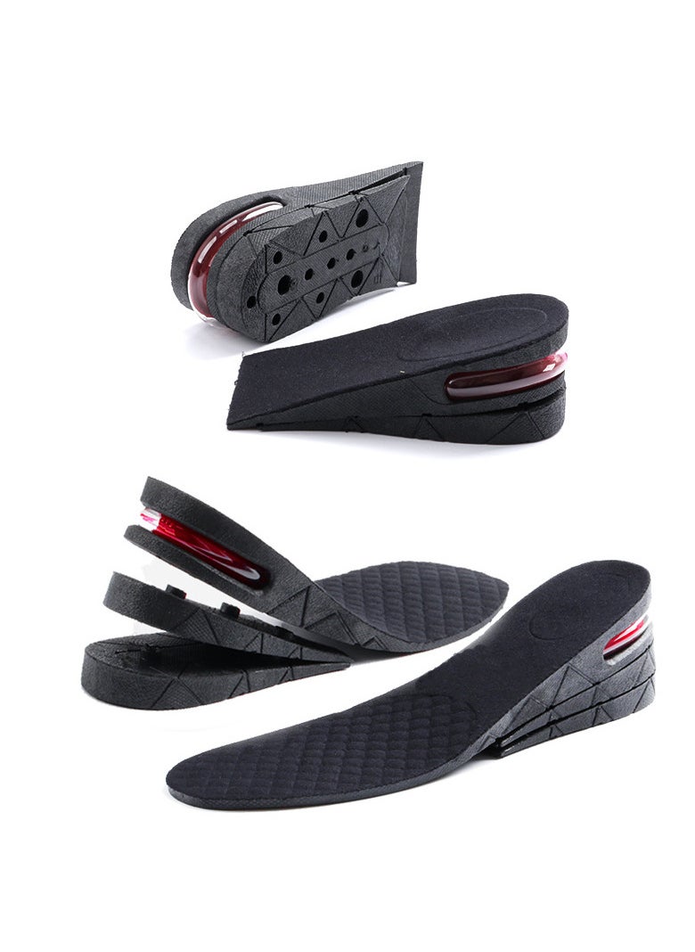 Internal height-boosting air-cushioned three-layer removable self-tailoring insole