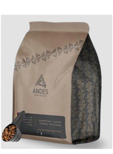 Coffee Bean colombia trees excelso 250g For Espresso And Filter Unground roasted coffee beans for specialty coffee With a coffee scale spoon