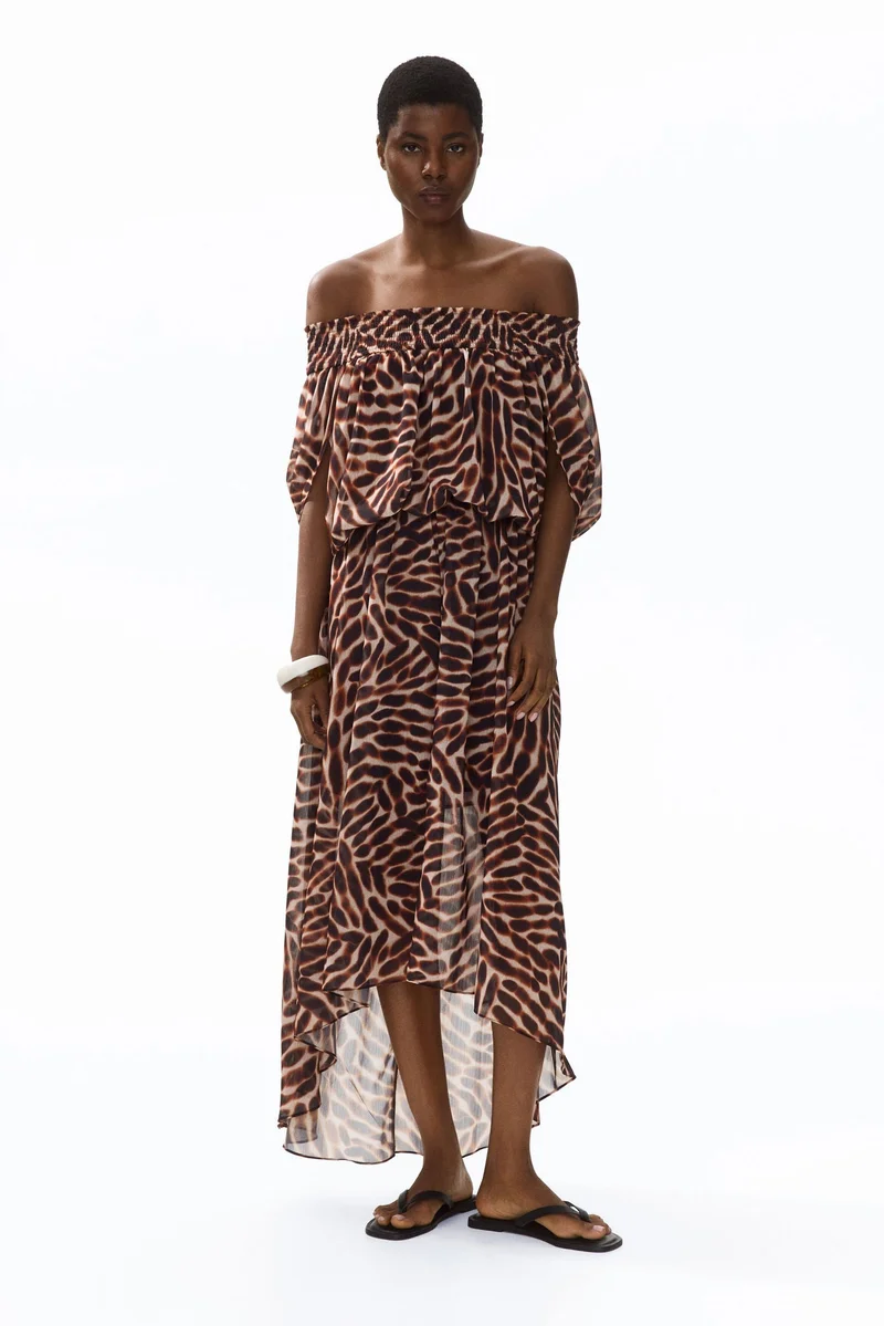 H&M  Off-the-shoulder chiffon dress for Women | Best Price UAE