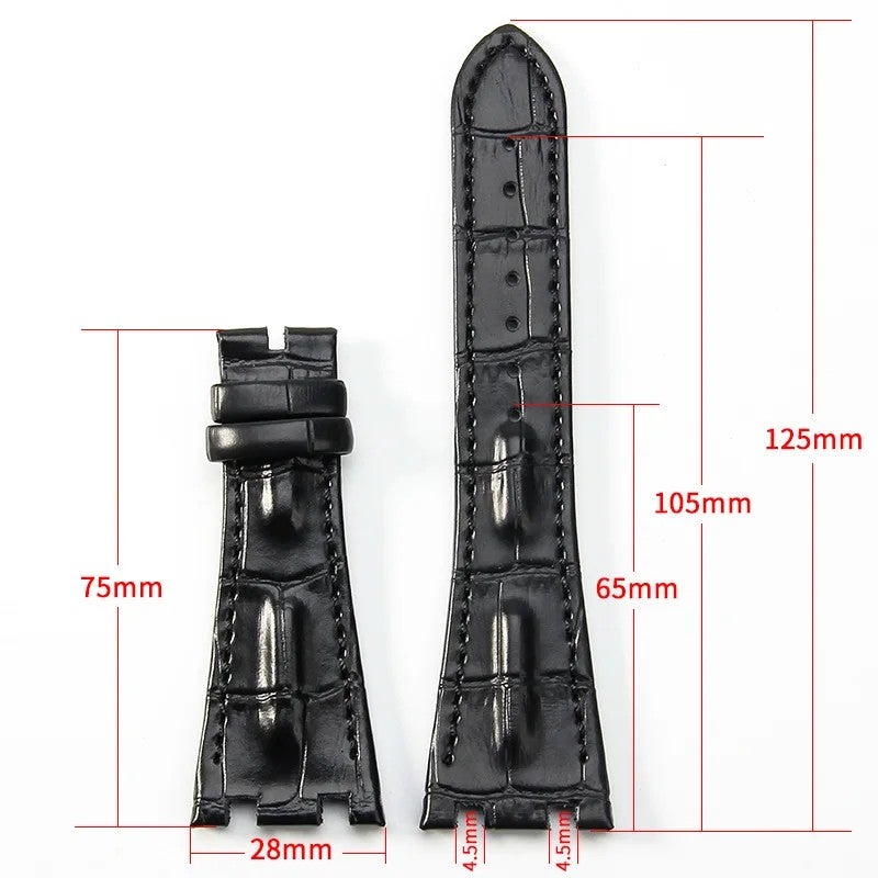 Bluejw Direct Sales Replacement Watch Strap – 28mm Crocodile-Embossed Genuine Leather Wrist Band for Smart Watch, Easy to Replace the Watch Strap - Image 3