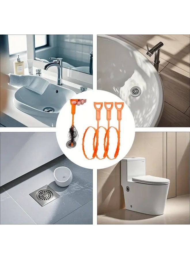 Variant Color 3pcs Drain Snake Cleaner Hair Remover Tool For Kitchen Sink Bathroom Tub Toilet - Image 2