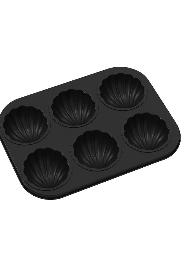Beram Shell Shape Mold Black Non-Stick Carbon Steel Baking Pan Heat-Resistant Easy Clean Food-Grade Bakeware for Muffins Cupcakes Madeleines Pastries Cookies and Desserts Oven Safe Durable Cake Tray