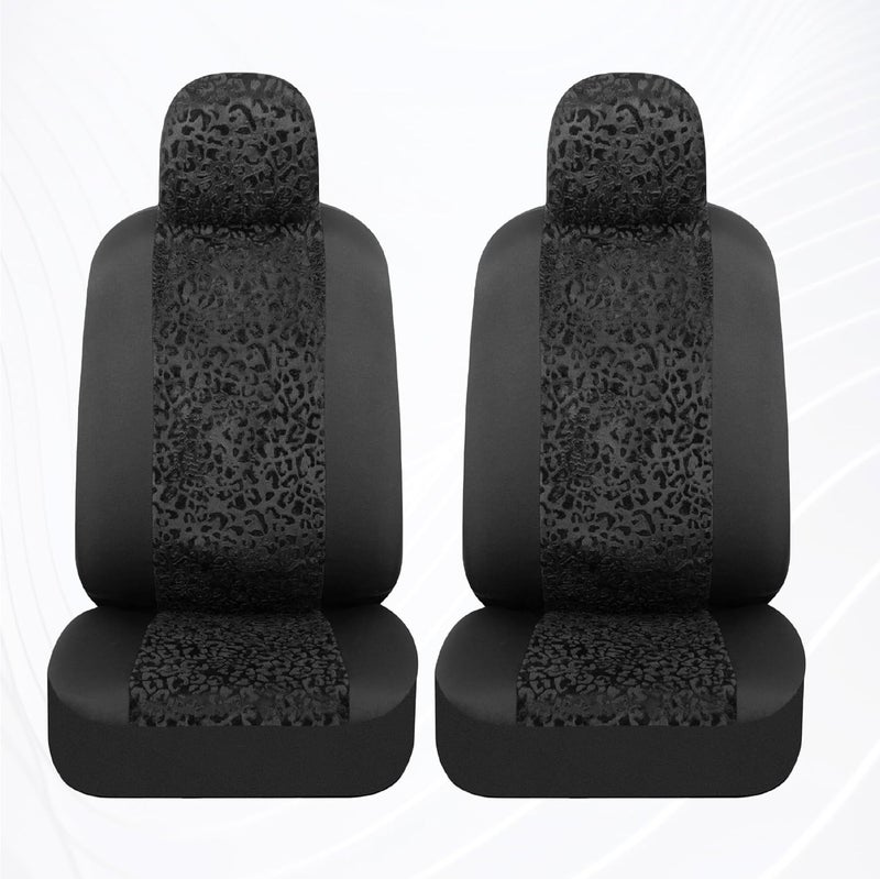 BDK Black Leopard Car Seat Covers for Front Seats, 2 Pack – Animal Print Set with Matching Headrest - Image 4