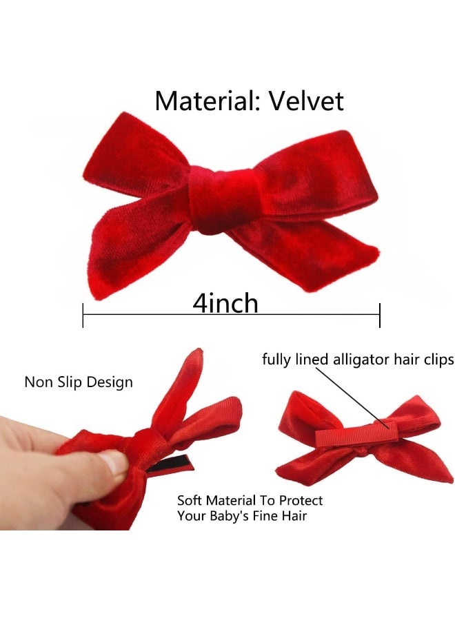 Yxiang 24PCS/12Pairs Baby Girls Hair Clips 4Inches Velvet Hair Bows Solid Color Fully Lined Non Slip Barrettes Hair Accessories for Toddler Little Girl School Kid - Image 2