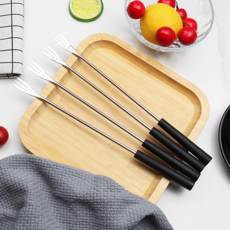 Stainless Steel Fondue Forks Set 6Pcs with Long Handles, Chocolate and Cheese Dessert Forks for Household Kitchen and Fruit Bbq Use, PP Handle Heat Resistant - Image 2