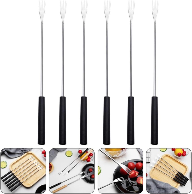 Stainless Steel Fondue Forks Set 6Pcs with Long Handles, Chocolate and Cheese Dessert Forks for Household Kitchen and Fruit Bbq Use, PP Handle Heat Resistant - Image 4