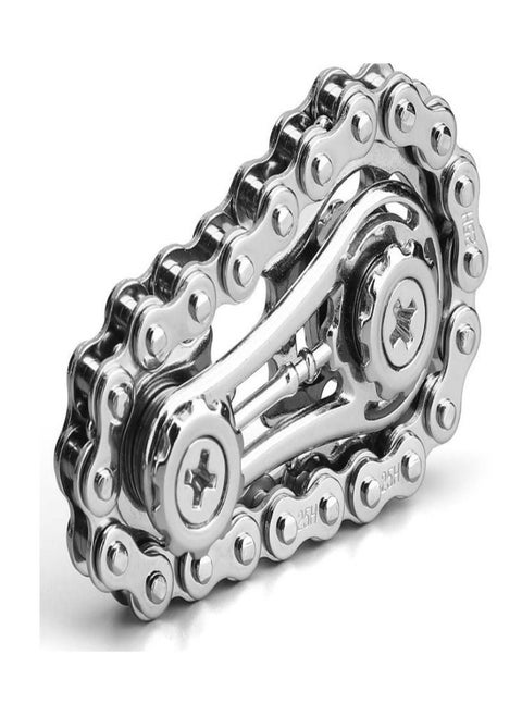 Fidget Spinner Bicycle Chain Stress Relief Toy, Metal Fidget Toy for Kids and Adults, Innovative Kinetic Hand and Finger Spinner Desk Toy for Anxiety Relief, Great Gift for Kids and Adults (Silver)