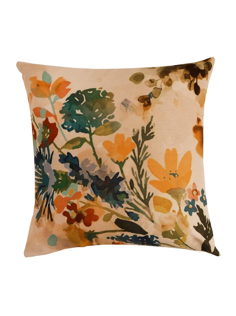 ZEBA World Cushion Cover - Decorative | Sofa, Bedroom, Couch | Polycanvas Printed Floral Watercolor Style - Multi - 16x16 inch (40x40 cms) (Pack of 2) - Image 2
