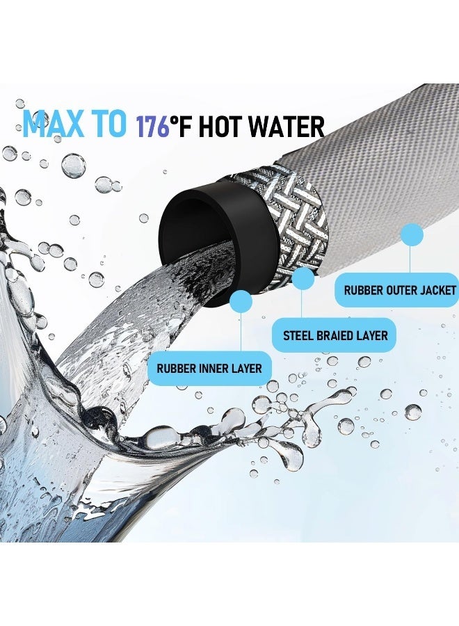 Hourleey 50Ft Pressure Washer Hose With 3/8 Inch Quick Connect, Kink Resistant High Tensile Wire Power Washer Hose, 4000 Psi, Gray  - Image 4