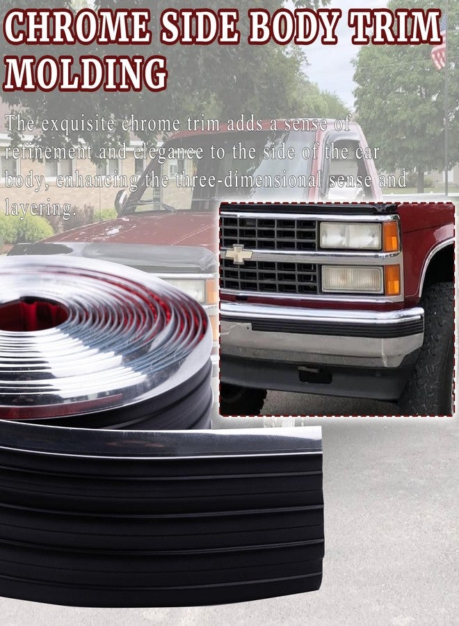 gtpartes Chrome Side Body Trim Molding Replacement Compatible with 1988-1998 Chevy GMC Pickup C1500 C2500 C3500 K1500 K2500 K3500 Suburbans Tahoes Silverado Blazers Service Body Truck 2.5"W (Full Roll - 320") - Image 4