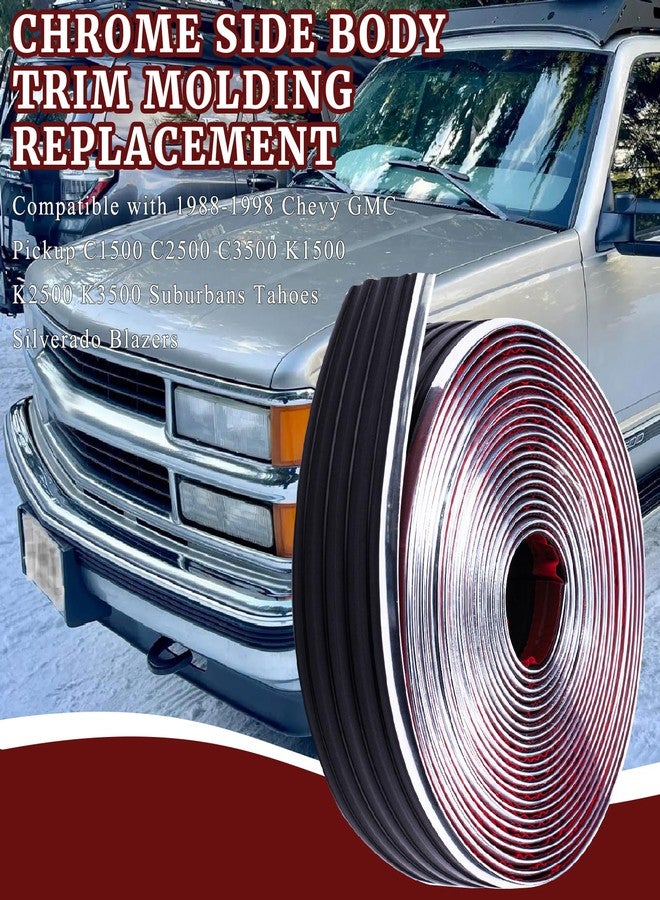 gtpartes Chrome Side Body Trim Molding Replacement Compatible with 1988-1998 Chevy GMC Pickup C1500 C2500 C3500 K1500 K2500 K3500 Suburbans Tahoes Silverado Blazers Service Body Truck 2.5"W (Full Roll - 320") - Image 5