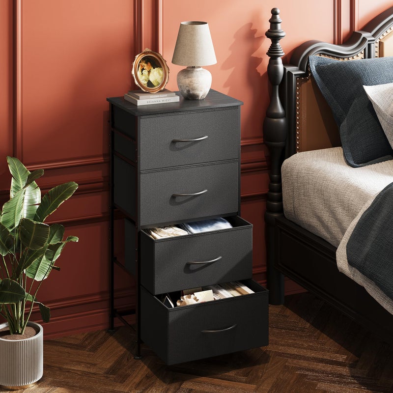 WLIVE Dresser with 4 Drawers, Fabric Storage Tower, Organizer Unit for Bedroom, Hallway, Entryway, Closets, Sturdy Steel Frame, Wood Top, Easy Pull Handle, Charcoal Black - Image 2