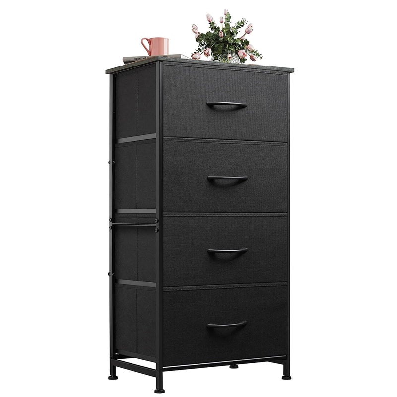 WLIVE Dresser with 4 Drawers, Fabric Storage Tower, Organizer Unit for Bedroom, Hallway, Entryway, Closets, Sturdy Steel Frame, Wood Top, Easy Pull Handle, Charcoal Black - Image 1
