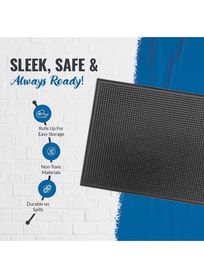 ProTensils Rubber Bar Mats for Countertop by ProTensils - 18" x 12" Black Bar Mats for Bartending, Bar Service Mat, Home Bar, Coffee Bar Mat Spill Matt (2 Pieces) - Image 4
