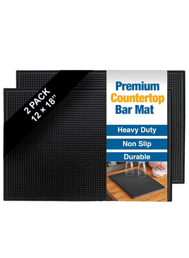 ProTensils Rubber Bar Mats for Countertop by ProTensils - 18" x 12" Black Bar Mats for Bartending, Bar Service Mat, Home Bar, Coffee Bar Mat Spill Matt (2 Pieces) - Image 1