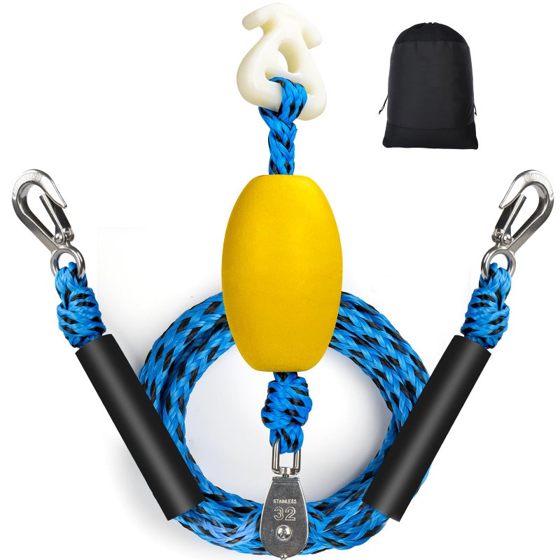 ASVAEVAS Self Centering Boat Tow Harness for Tubing Boat Tow Rope Harness with Pulley and Large Hooks for Towing 14 Riders Towable Tubes Pulling Water Skiing Wakeboarding - Image 2
