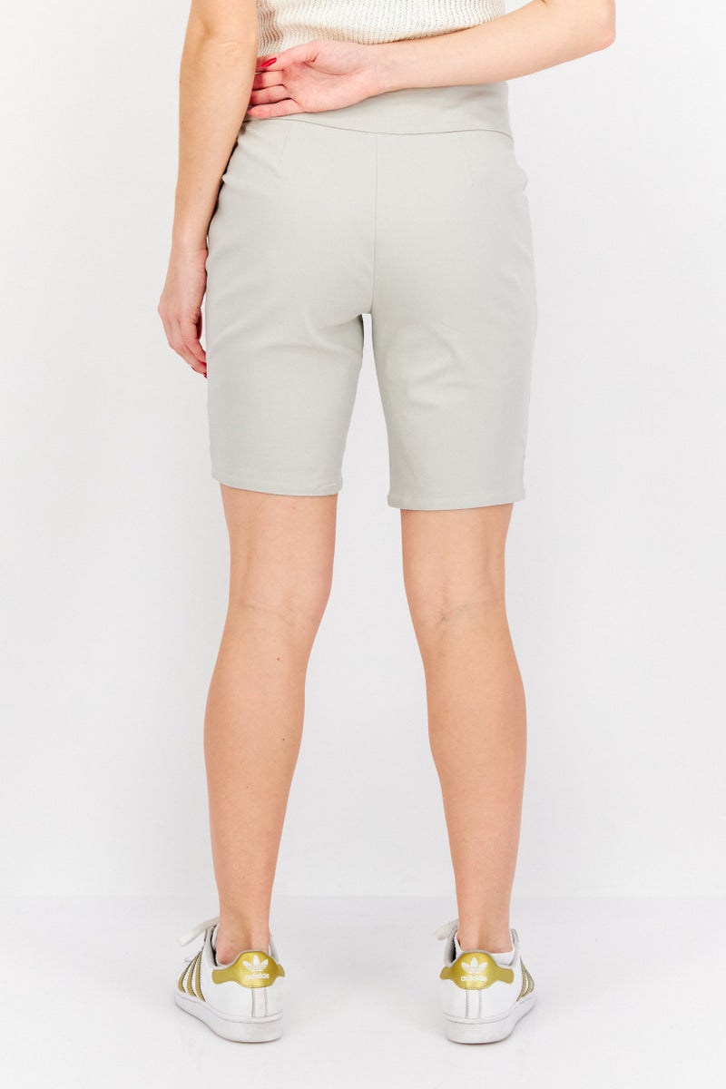 INC Women High Rise Pull-On Bermuda Shorts, Light Grey - Image 2