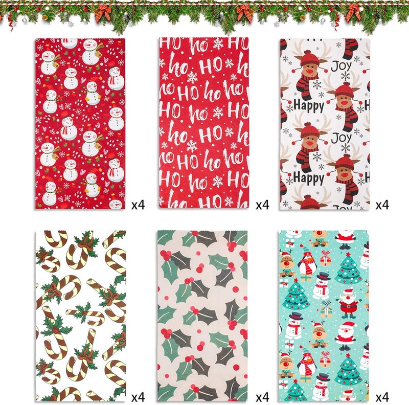 Konsait 24pcs Christmas Advent Calendar Bags Christmas Paper Bags DIY Advent Calendars to Fill Christmas Countdown Decorations with 124 Numbers Stickers Clips Rope - Image 3