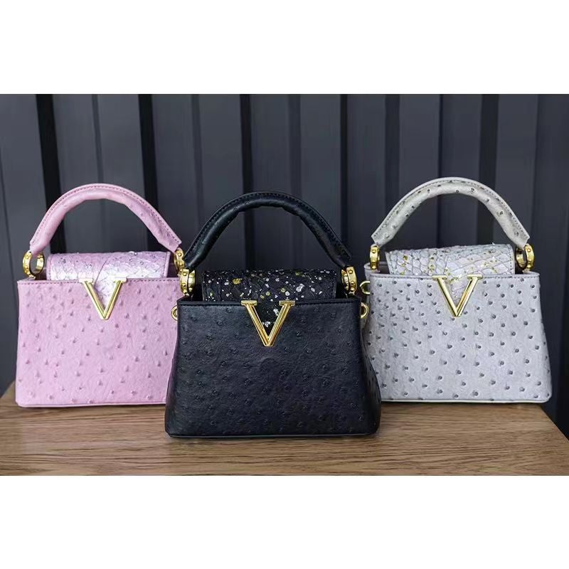 Bag 2024 Ostrich Pattern Niche Light Luxury High Texture Women'S Hand Crossbody Small Bag - Image 3