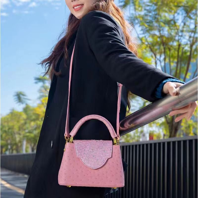 Bag 2024 Ostrich Pattern Niche Light Luxury High Texture Women'S Hand Crossbody Small Bag - Image 4