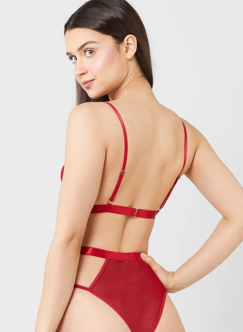 ELLA Multi Strap Lace Cutout Teddy Detail Bodysuit