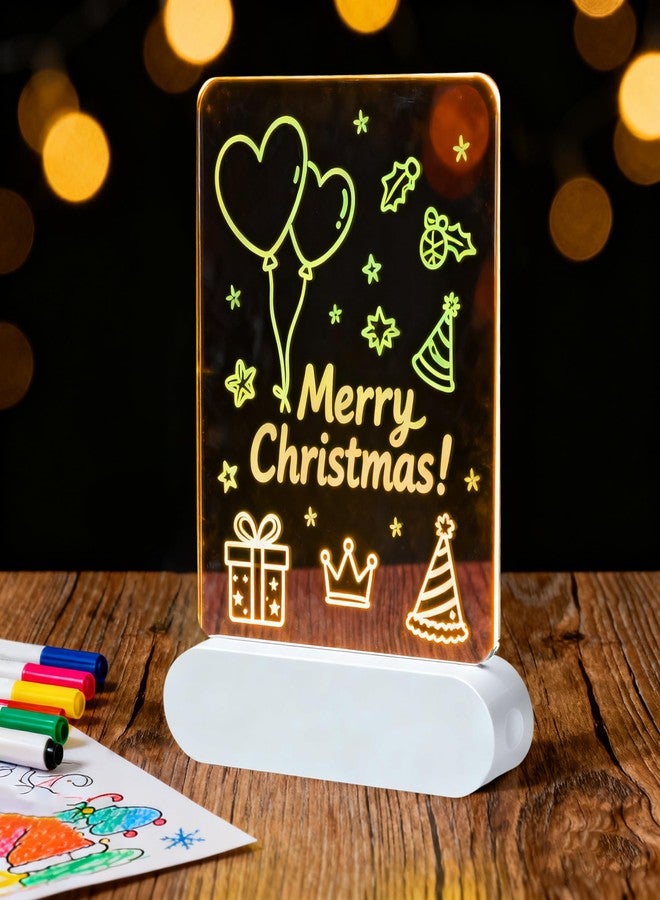 Owfeel 5.9 x 7.9 Inch LED Note Board with Colors, Rechargeable Clear Acrylic Dry Erase Drawing Board with 7 Markers, LED Message Board with Stand, Art Board with Tracing Book for Room/Store/Office/Gift - Image 1