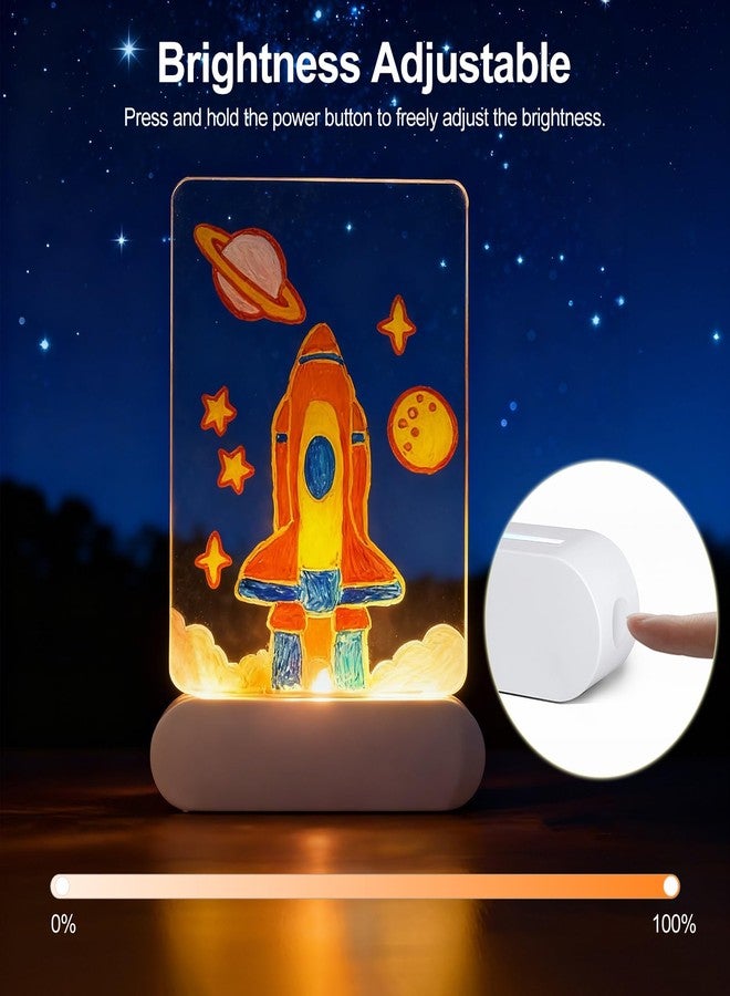 Owfeel 5.9 x 7.9 Inch LED Note Board with Colors, Rechargeable Clear Acrylic Dry Erase Drawing Board with 7 Markers, LED Message Board with Stand, Art Board with Tracing Book for Room/Store/Office/Gift - Image 3