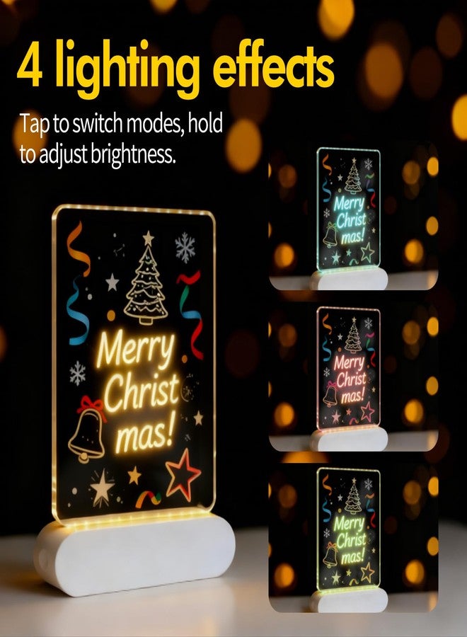 Owfeel 5.9 x 7.9 Inch LED Note Board with Colors, Rechargeable Clear Acrylic Dry Erase Drawing Board with 7 Markers, LED Message Board with Stand, Art Board with Tracing Book for Room/Store/Office/Gift - Image 2