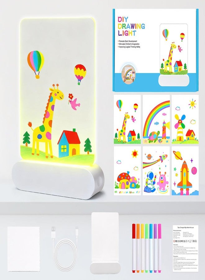 Owfeel 5.9 x 7.9 Inch LED Note Board with Colors, Rechargeable Clear Acrylic Dry Erase Drawing Board with 7 Markers, LED Message Board with Stand, Art Board with Tracing Book for Room/Store/Office/Gift - Image 4