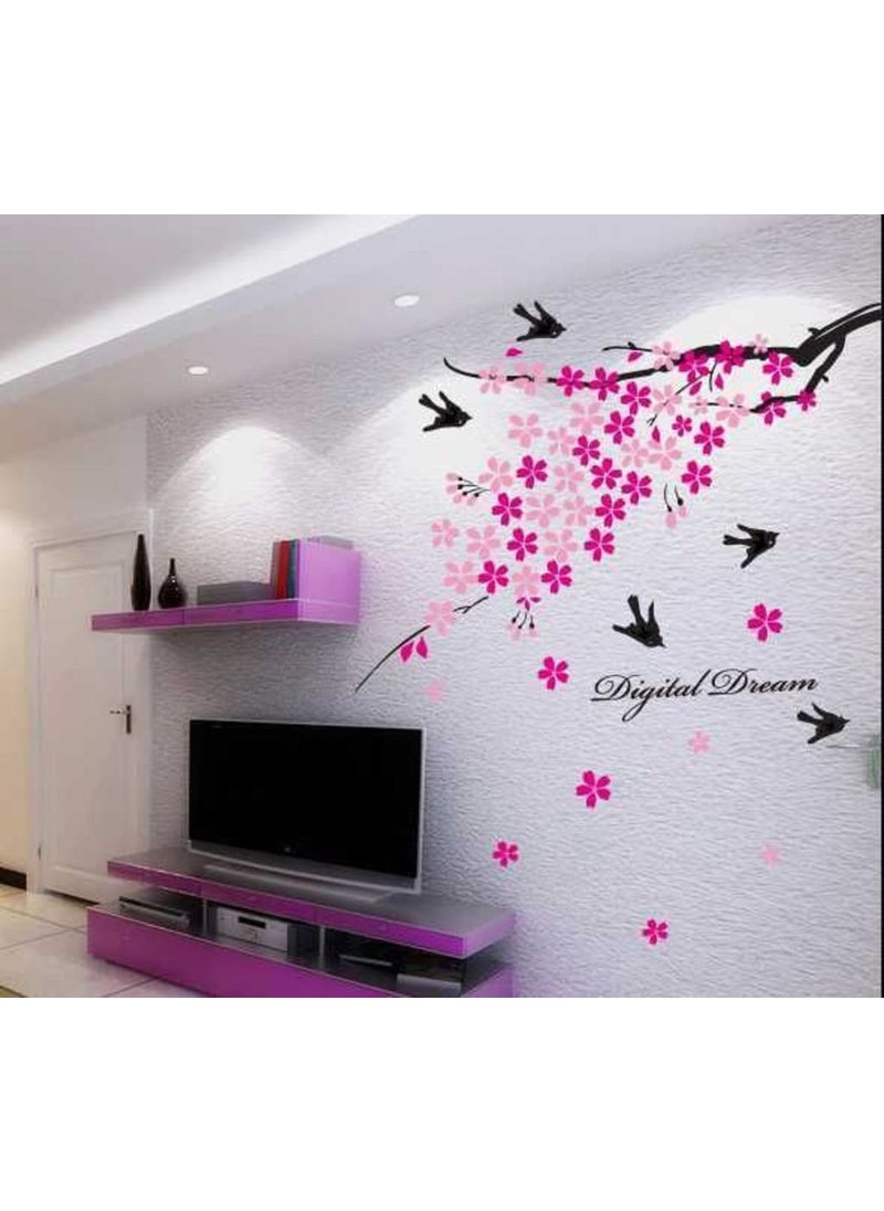 Decals Design Decals Design 'Flower Branch with Birds' Wall Sticker (PVC Vinyl, 50 cm x 70 cm),Multicolour  - Image 1