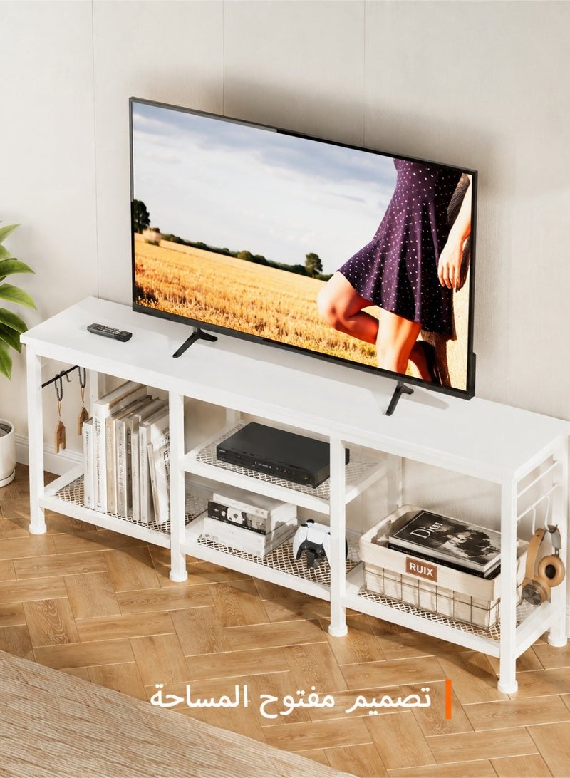 Yanara TV Stand for TVs up to 55 Inches – Entertainment Center with Open Storage Shelves, Media Console Table with Soundbar Shelf, White, for Living Room & Bedroom - Image 5