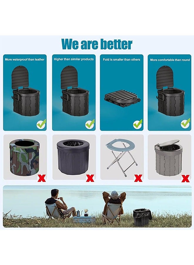 Generic Portable Folding Toilet with Lid,Camping Toilet with Paper Towel Holder,Waterproof Toilet and Vehicle Mounted Toilet for Hiking/Boat Trips/Beach, Camping/Long Trips(Black) - Image 4