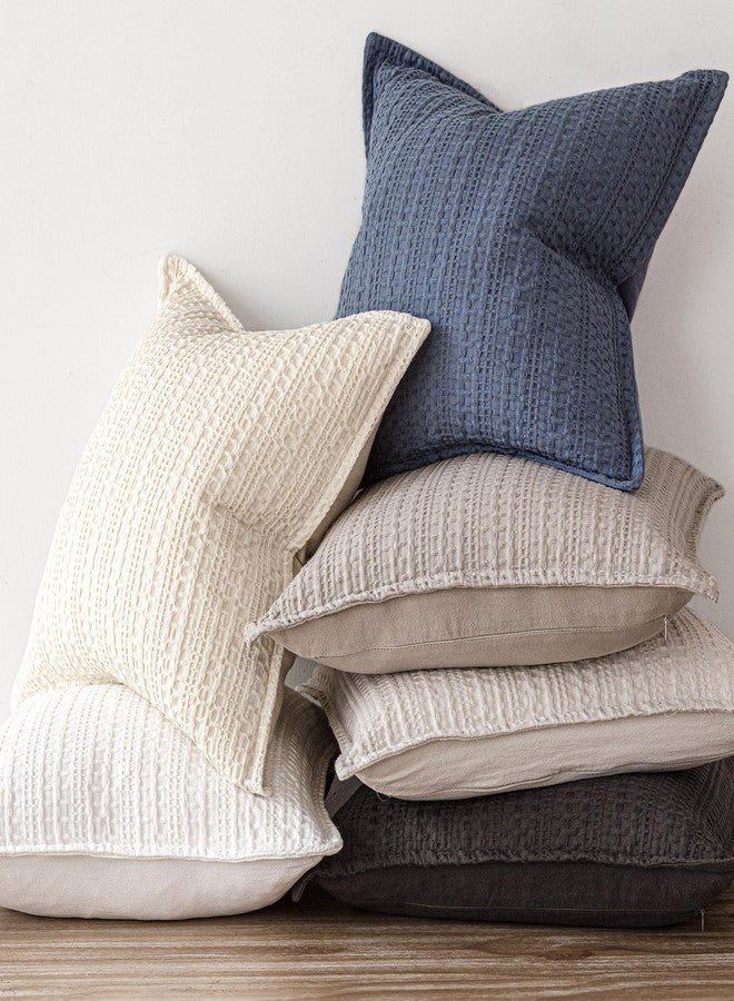 Foindtower Set of 2 Decorative Cotton Waffle Weave Throw Pillow Covers Euro Shams Cushion Covers Accent European Pillowcase for Bed Couch Sofa Bedroom Living Room Home Decor 26×26 Inch Natural Beige - Image 5
