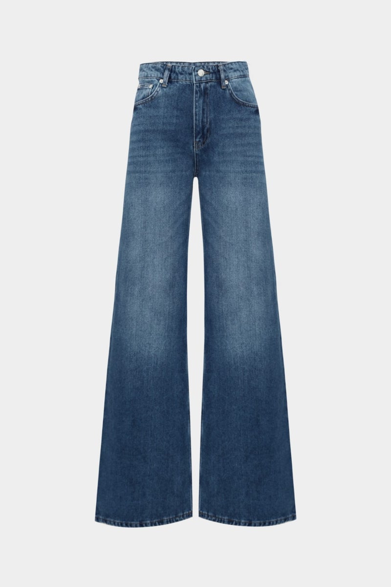Açelya Okcu AÇELYAOKCU High Waist Wed Leg Mid Blue Extra Wide Leg Jean  - Image 1