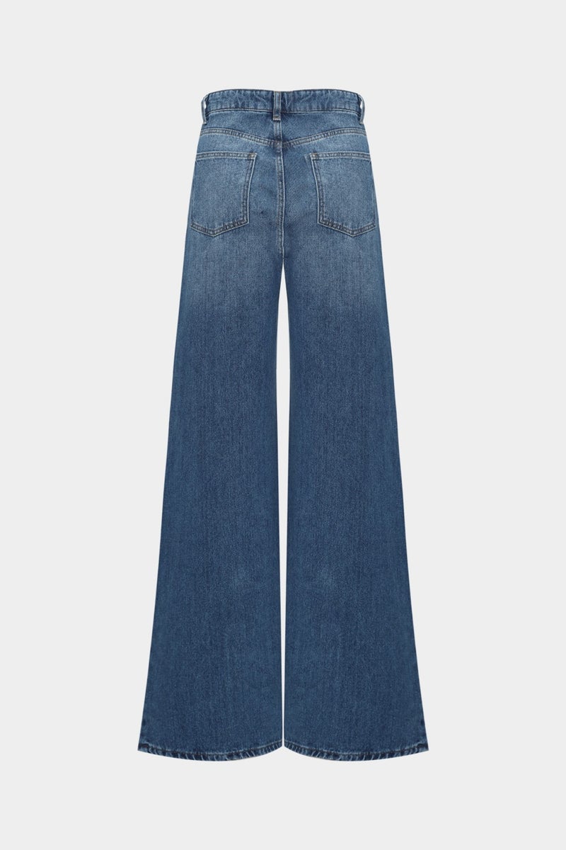 Açelya Okcu AÇELYAOKCU High Waist Wed Leg Mid Blue Extra Wide Leg Jean  - Image 3