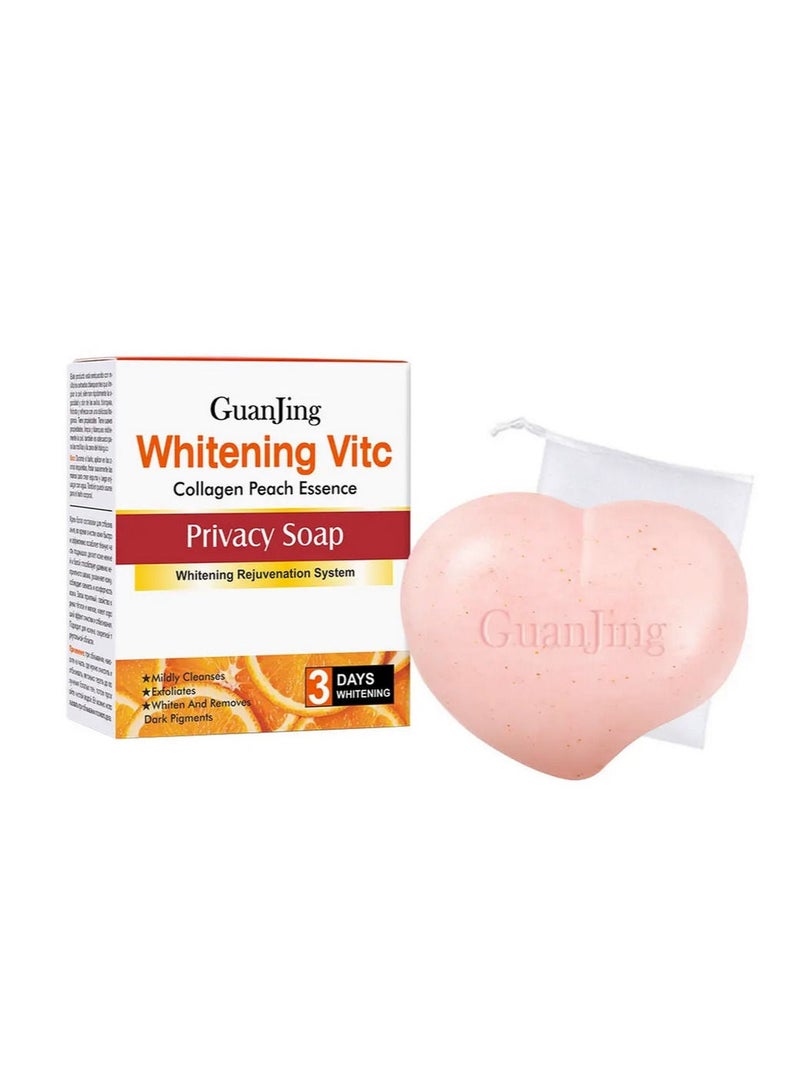 GUANJING Whitening Vitamin C Collagen Peach Essence Privacy Soap 80g - Image 1