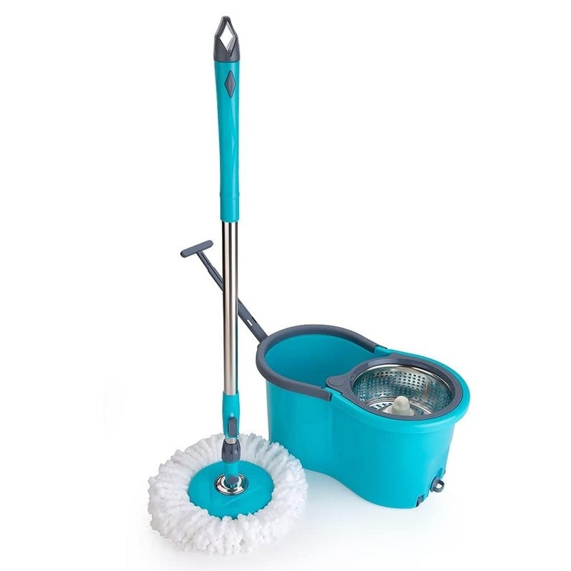 Dweezhet Mop Bucket Magic Spin Double Drive Hand Pressure with Microfiber Head Household Floor Cleaning Elegant 360 Steel Additional Refill Mop Multi Color - Image 1