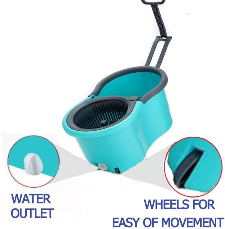 Dweezhet Mop Bucket Magic Spin Double Drive Hand Pressure with Microfiber Head Household Floor Cleaning Elegant 360 Steel Additional Refill Mop Multi Color - Image 5