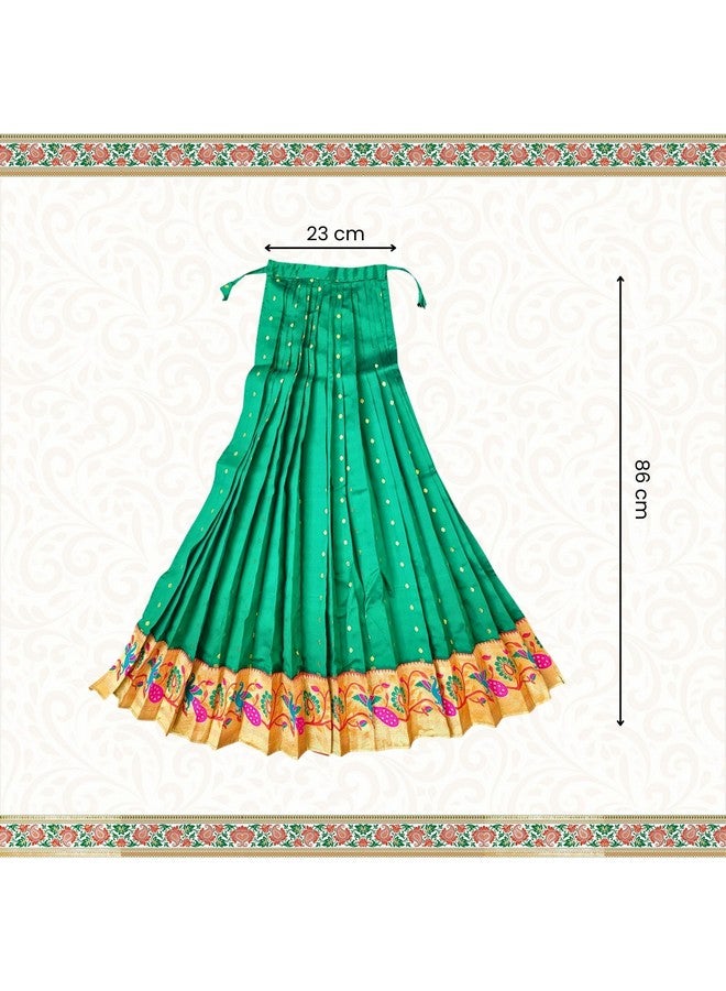 PUNYATVA Readymade Paithani Gudhi Cover or Vastra(Green)/ Gudi Padawa Paithani Saree/Gudhipadawa Festival Decoration Gift/GudiPadva Readymade Saree Cover for Pooja/Gudhi Padawa D√©cor - Image 4