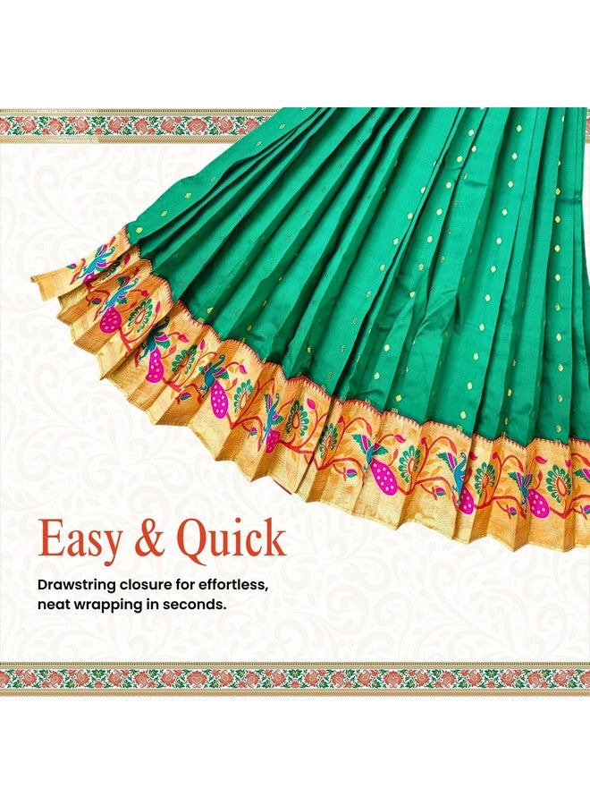 PUNYATVA Readymade Paithani Gudhi Cover or Vastra(Green)/ Gudi Padawa Paithani Saree/Gudhipadawa Festival Decoration Gift/GudiPadva Readymade Saree Cover for Pooja/Gudhi Padawa D√©cor - Image 5