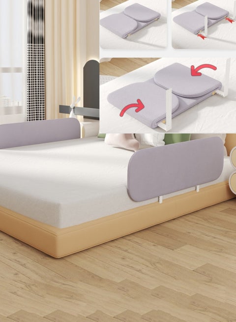 Toddler Bed Rails, Foldable Bed Rail for Toddlers, Baby Bed Rail Guard with Reinforced Anchors, Travel Bed Rails for Cribs, Twin, Double to etc Grey 120cm（1PCS）