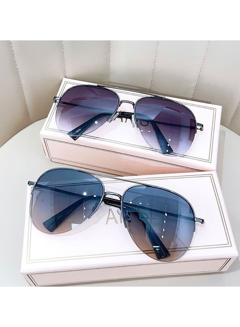 general Super cool men and women's high-end driving sunglasses, aviator sunglasses for driving, large frame frog mirror, big face sun glasses - Image 2