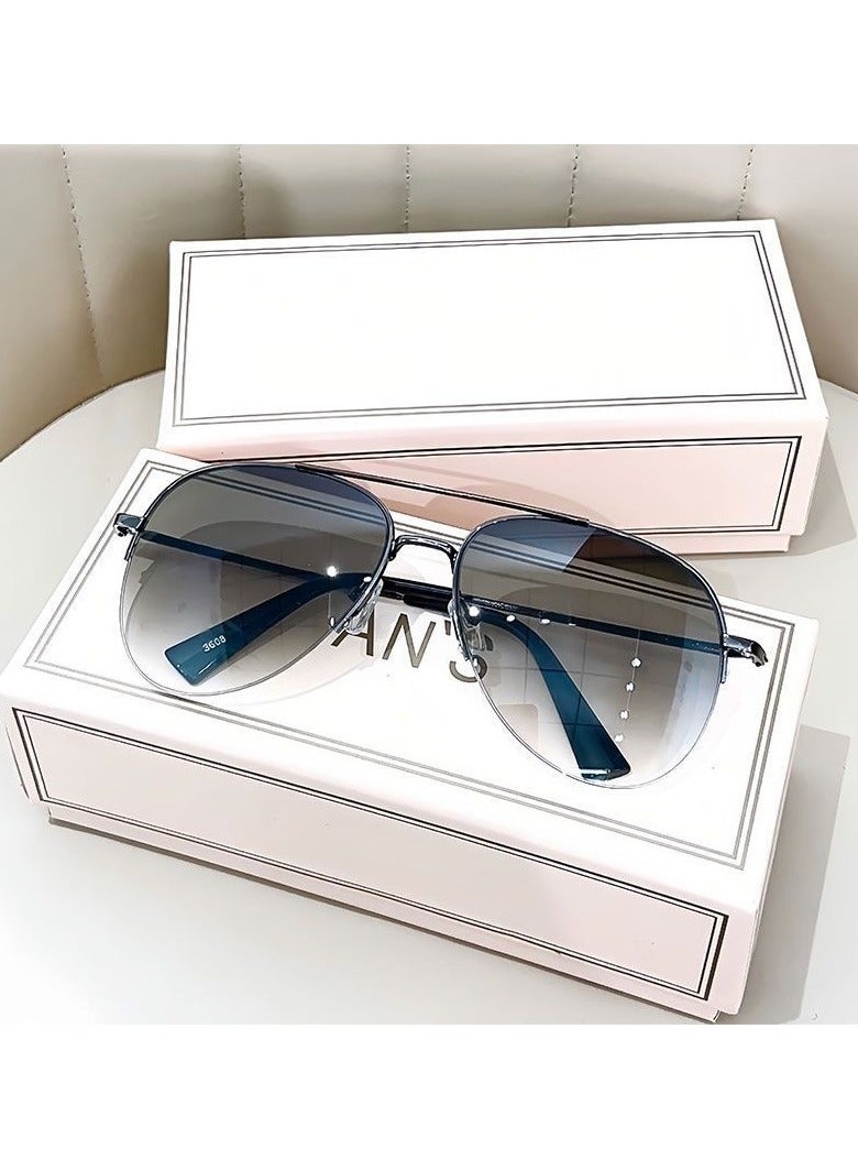 general Super cool men and women's high-end driving sunglasses, aviator sunglasses for driving, large frame frog mirror, big face sun glasses - Image 1