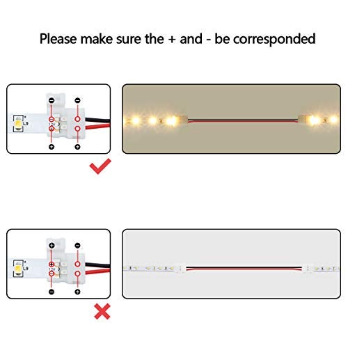 LightingWill 10pcs/Pack Strip to Strip with Wire Solderless Snap Down 2Pin Conductor LED Strip Connector for 8mm Wide 3528 2835 Single Color Flex LED Strips - Image 4