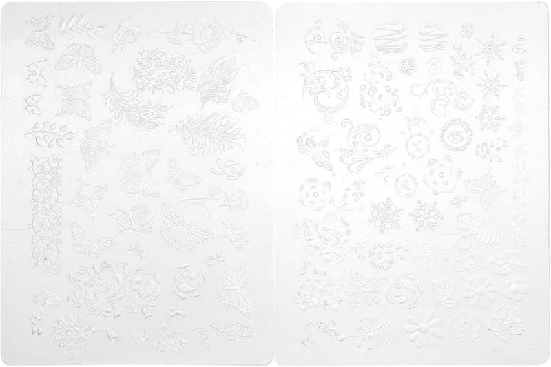 2pcs Nail Art Nail Stamping Plate Manicure Silicone Template Butterfly and Flower Series Nail Art Stencils Nail Art DIY Stamp Plates 3D Printing Mold