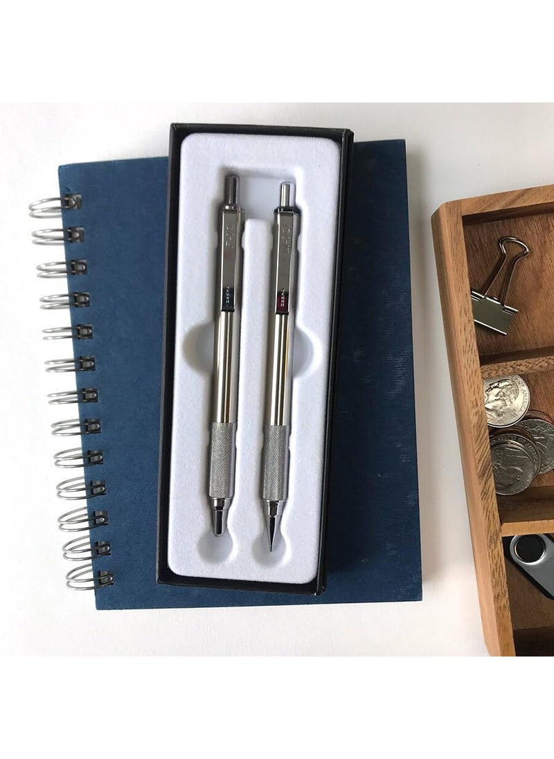 ZEBRA Zebra Pen M/F 701 Stainless Steel Mechanical Pencil and Ballpoint Pen Set, Fine Point, 0.7mm HB Lead and 0.8mm Black Ink, 2-Count Gift Set, Silver (10519)  - Image 2